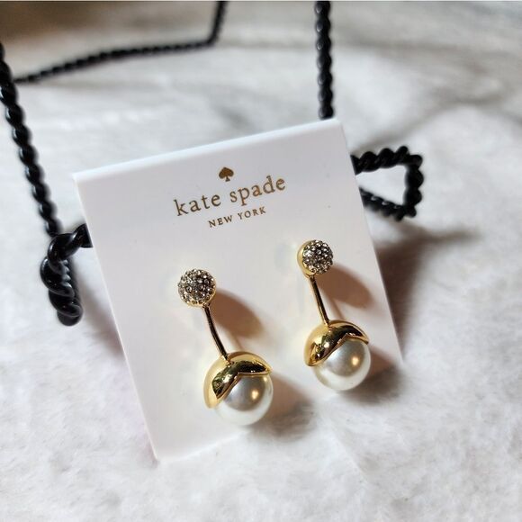 KATE SPADE FAUX PEARLPAVE'GOLD DAINTY SPARKLERS2-IN-1 EARRINGS MSRP $78.00 - Picture 12 of 14